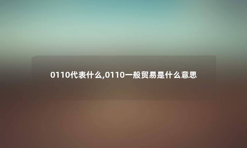 0110代表什么,0110一般贸易是什么意思