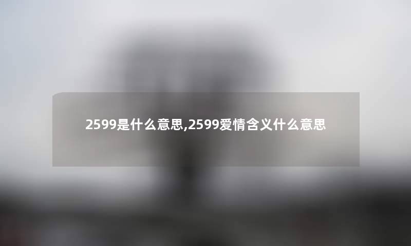 2599是什么意思,2599爱情含义什么意思