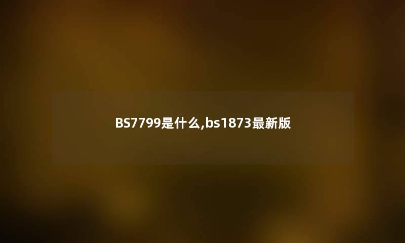 BS7799是什么,bs1873新版