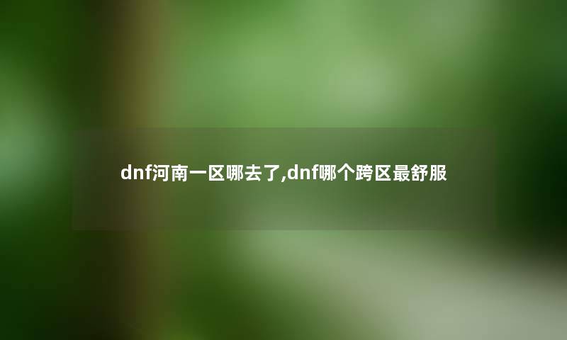 dnf河南一区哪去了,dnf哪个跨区舒服