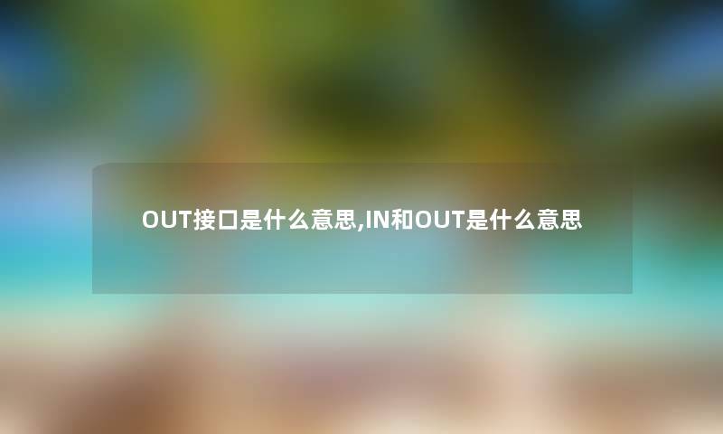 OUT接口是什么意思,IN和OUT是什么意思