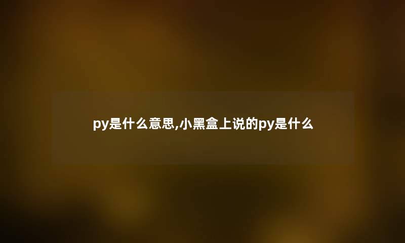 py是什么意思,小黑盒上说的py是什么