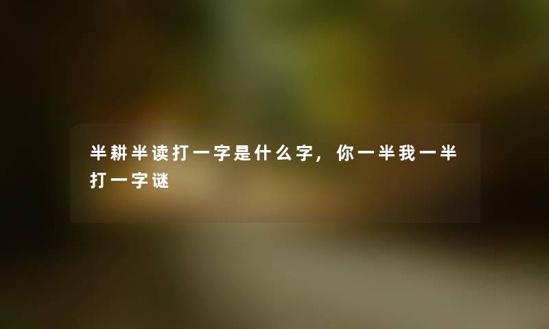 半耕半读打一字是什么字,你一半我一半打一字谜