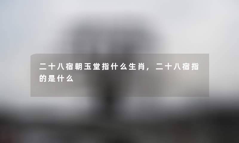 二十八宿朝玉堂指什么生肖,二十八宿指的是什么