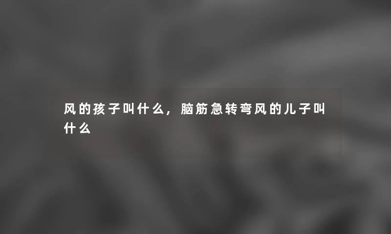 风的孩子叫什么,脑筋急转弯风的儿子叫什么