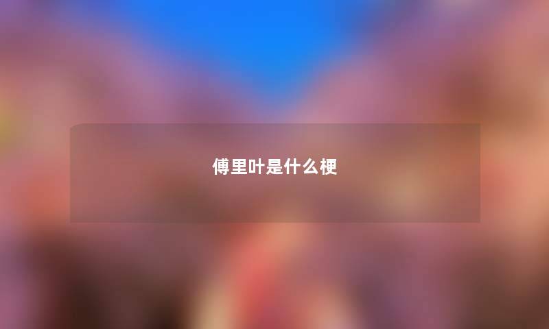 傅里叶是什么梗