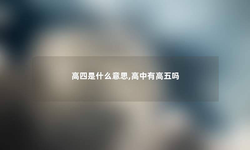 高四是什么意思,高中有高五吗