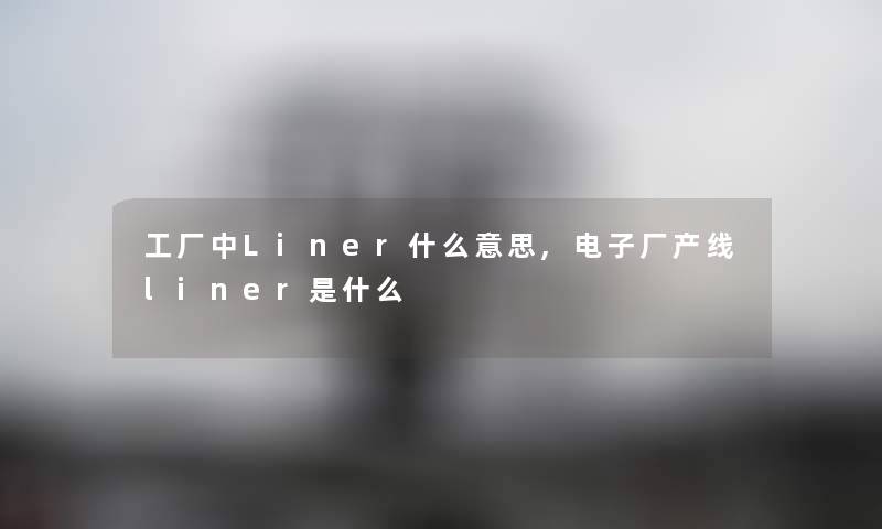 工厂中Liner什么意思,电子厂产线liner是什么