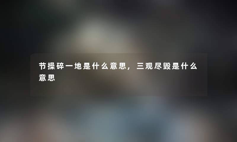 节操碎一地是什么意思,三观尽毁是什么意思