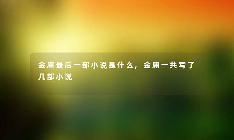 金庸这里要说一部小说是什么,金庸一共写了几部小说