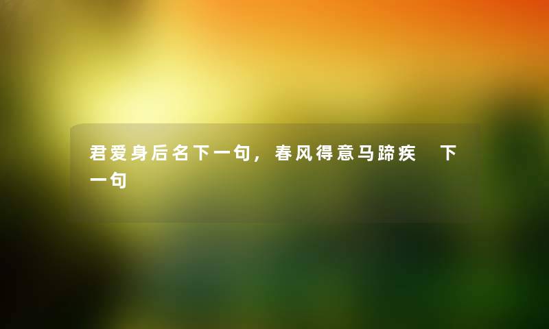 君爱身后名下一句,春风得意马蹄疾 下一句