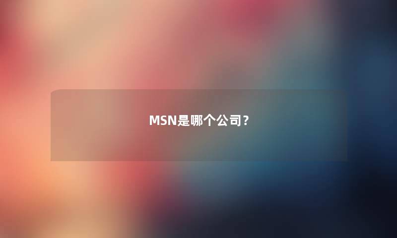 MSN是哪个公司？