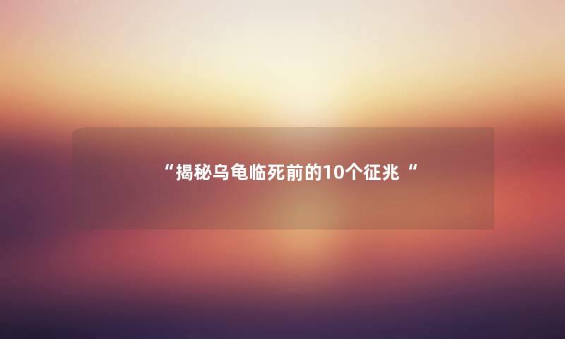 “揭秘乌龟临死前的10个征兆“