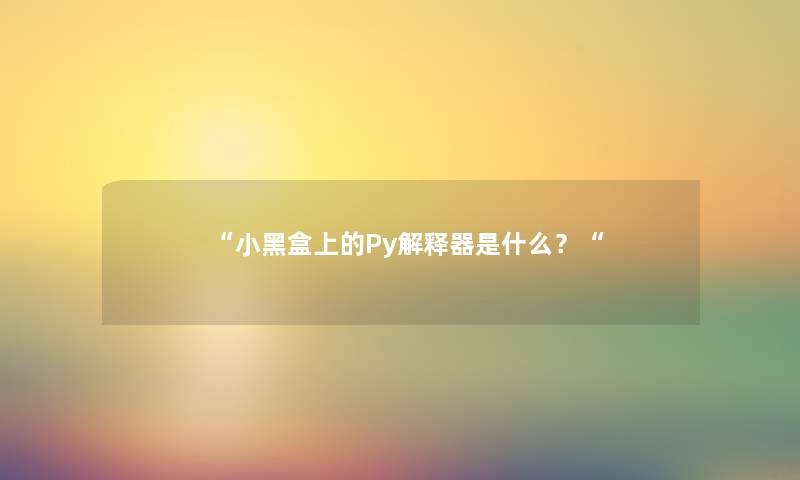 “小黑盒上的Py解释器是什么？“