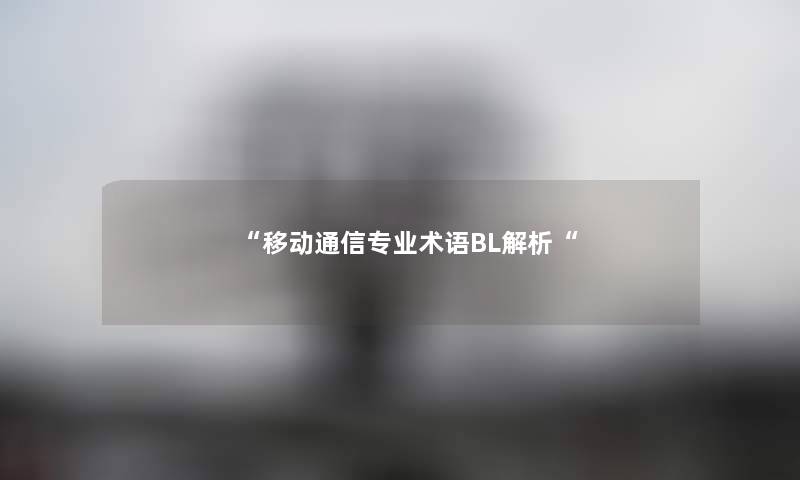 “移动通信专业术语BL解析“