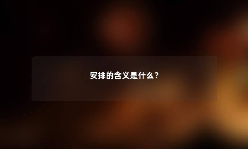安排的含义是什么？