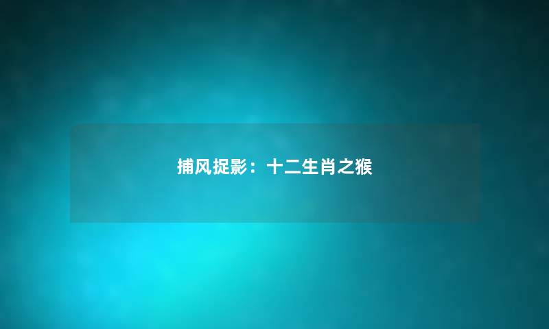捕风捉影：十二生肖之猴