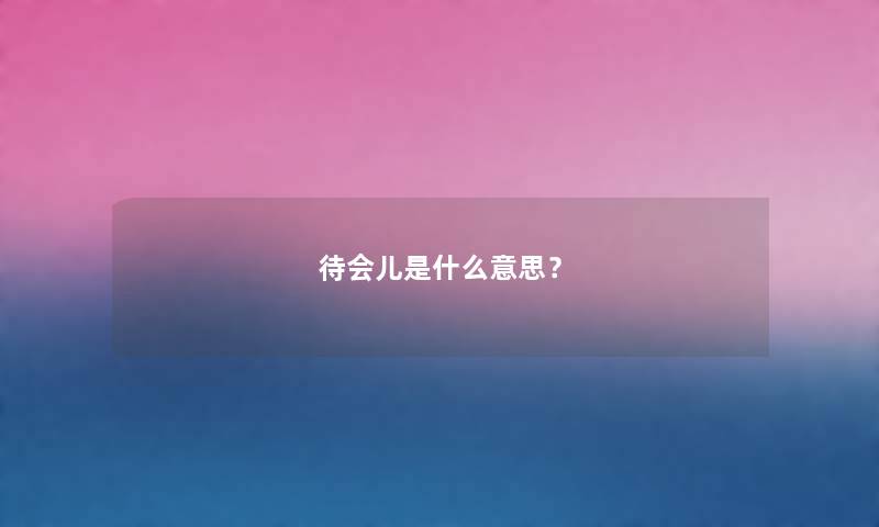 待会儿是什么意思？