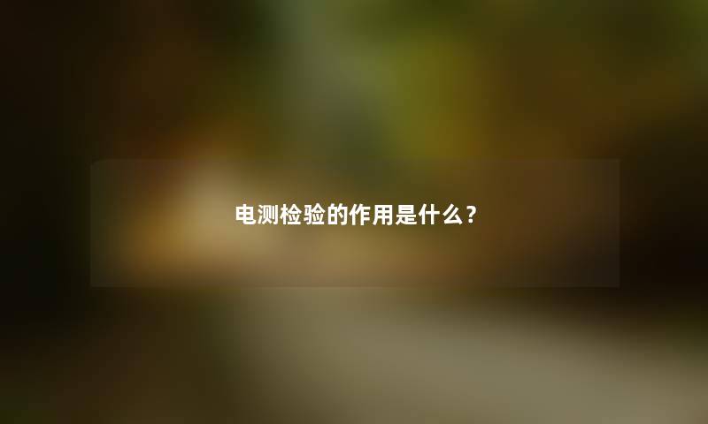 电测检验的作用是什么？
