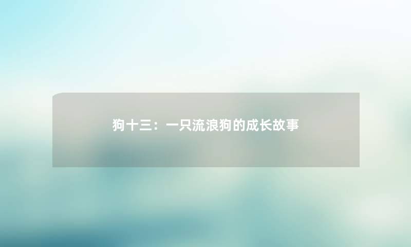 狗十三：一只流浪狗的成长故事