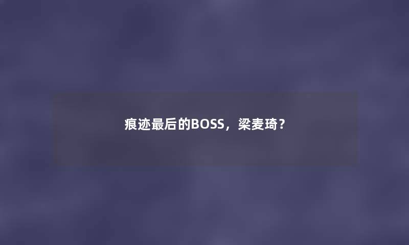 痕迹这里要说的BOSS，梁麦琦？
