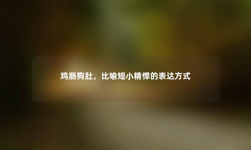 鸡肠狗肚，比喻短小精悍的表达方式