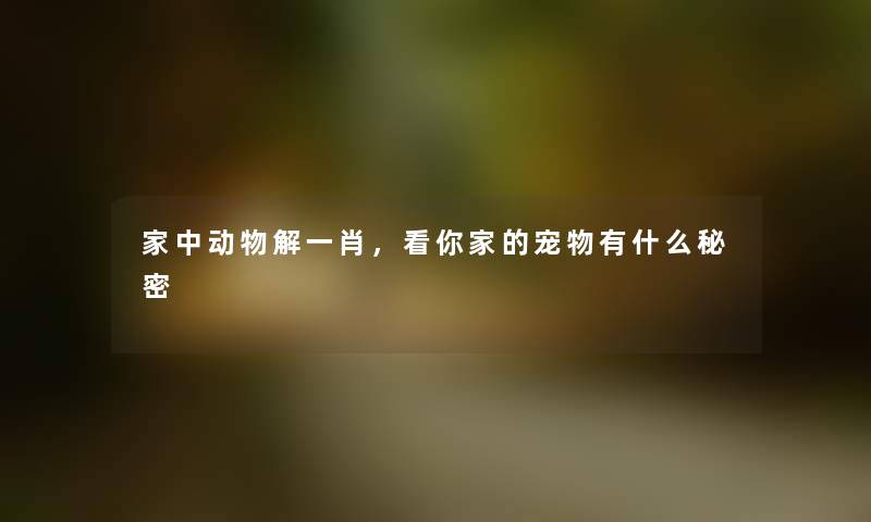 家中动物解一肖，看你家的宠物有什么秘密