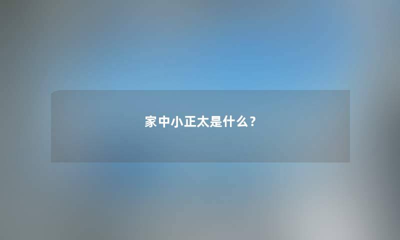 家中小正太是什么？