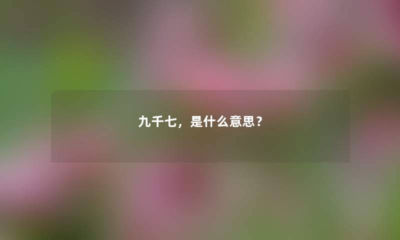 九千七，是什么意思？