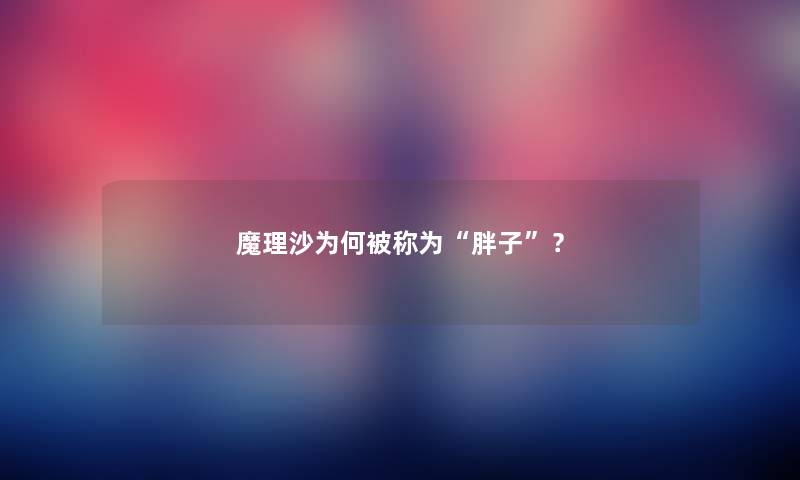 魔理沙为何被称为“胖子”？