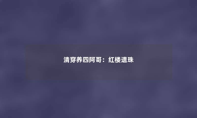 清穿养四阿哥：红楼遗珠
