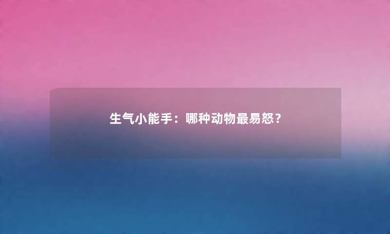 生气小能手：哪种动物易怒？