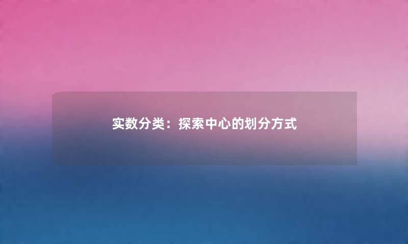 实数分类：探索中心的划分方式