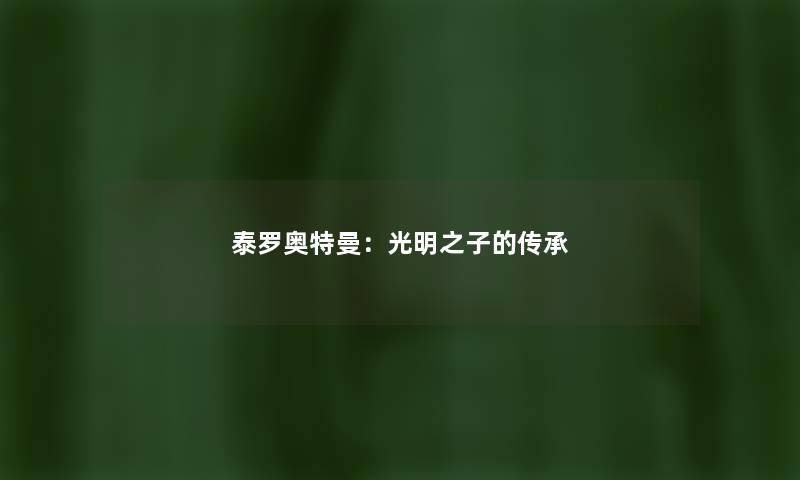 泰罗奥特曼：光明之子的传承