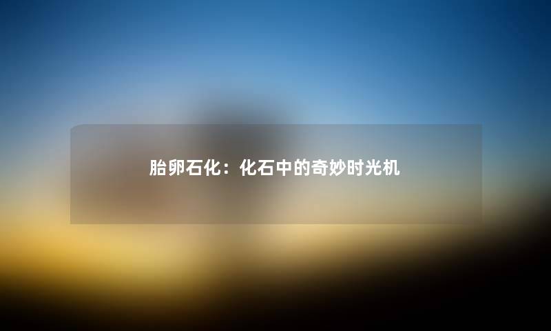 胎卵石化：化石中的奇妙时光机