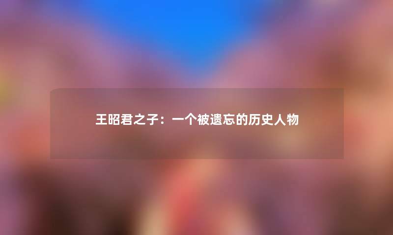 王昭君之子：一个被遗忘的历史人物