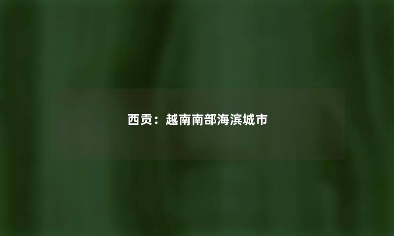 西贡：越南南部海滨城市