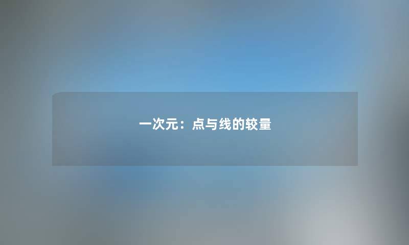 一次元：点与线的较量