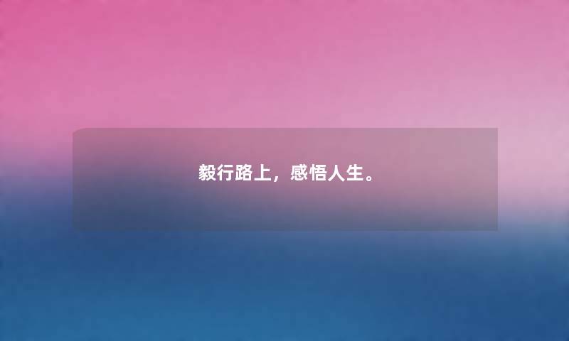 毅行路上，感悟人生。