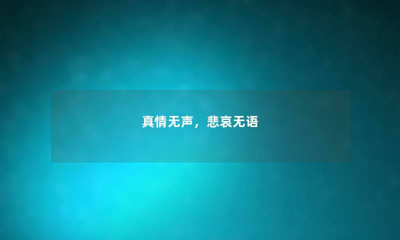 真情无声，悲哀无语