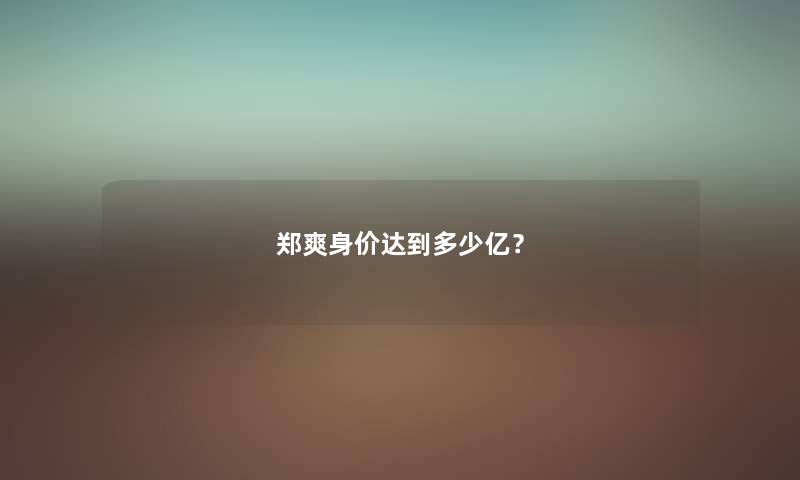 郑爽身价达到多少亿？