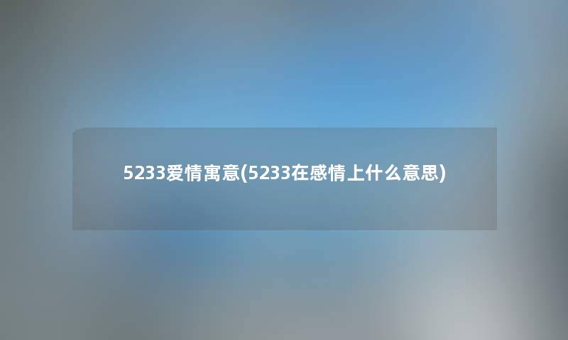 5233爱情寓意(5233在感情上什么意思)