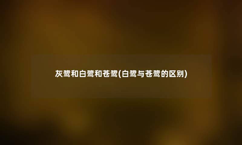 灰鹭和白鹭和苍鹭(白鹭与苍鹭的区别)