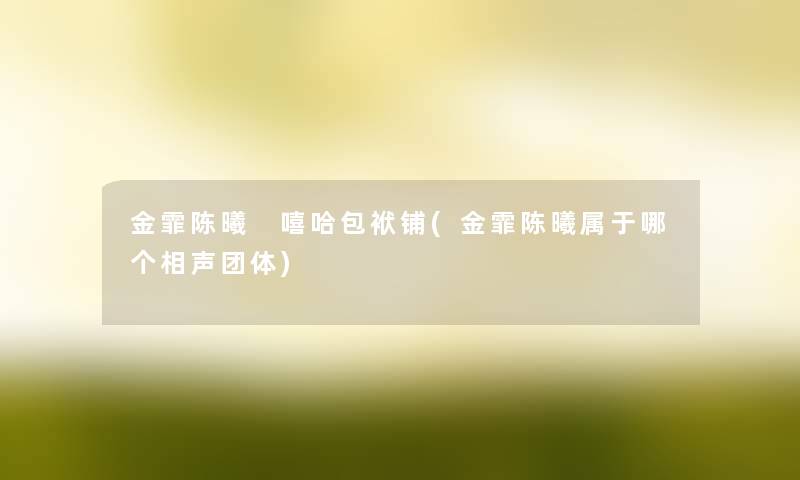 金霏陈曦 嘻哈包袱铺(金霏陈曦属于哪个相声团体) 金霏陈曦 嘻哈包袱铺(金霏陈曦属于哪个相声团体)