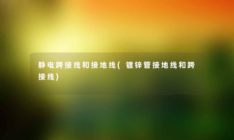 静电跨接线和接地线(镀锌管接地线和跨接线) 静电跨接线和接地线(镀锌管接地线和跨接线)