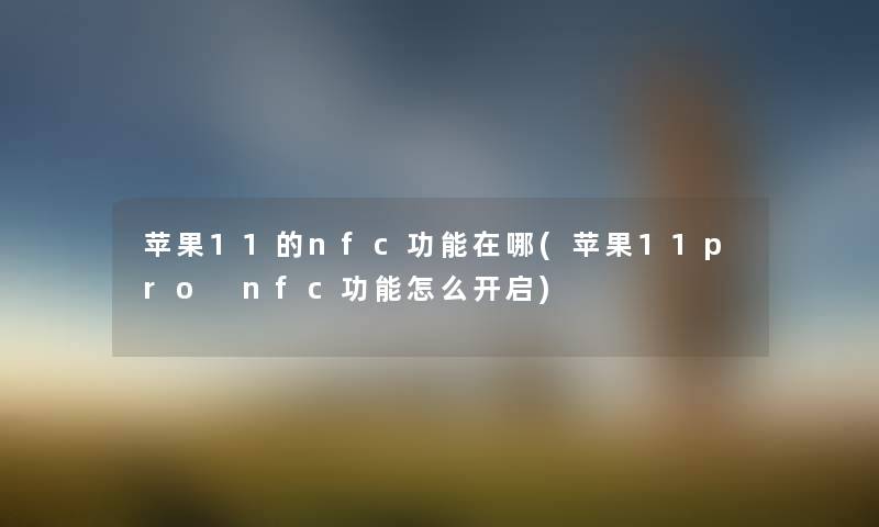 苹果11的nfc功能在哪(苹果11pro nfc功能怎么开启) 苹果11的nfc功能在哪(苹果11pro nfc功能怎么开启)