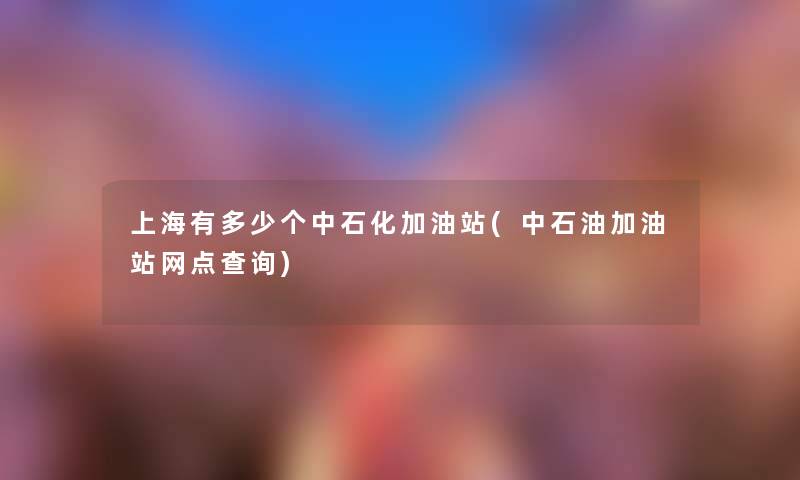 上海有多少个中石化加油站(中石油加油站网点查阅)