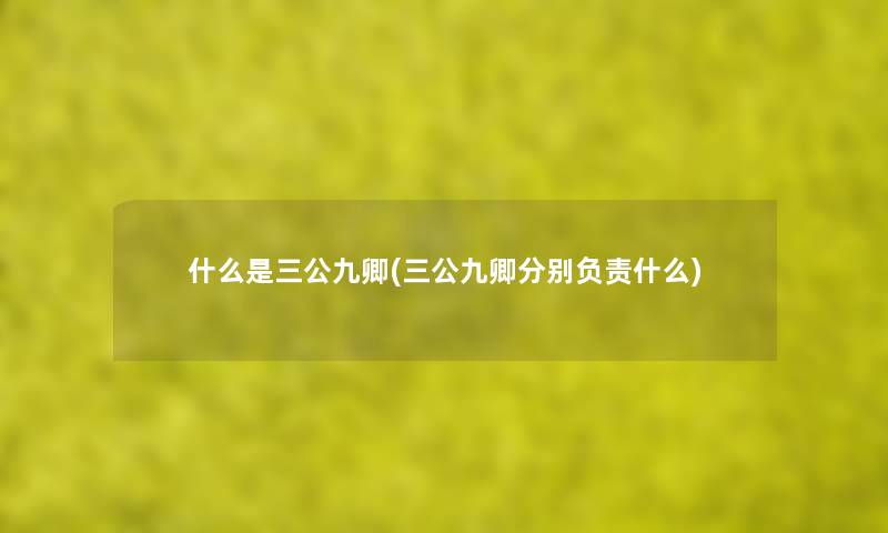 什么是三公九卿(三公九卿分别负责什么)