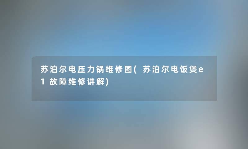 苏泊尔电压力锅维修图(苏泊尔电饭煲e1故障维修讲解)