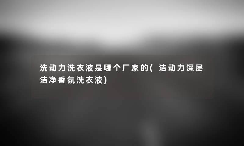 洗动力洗衣液是哪个厂家的(洁动力深层洁净香氛洗衣液)